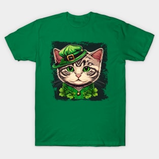 Fat Face Cute Cat Costume For St. Patrick's Day T-Shirt